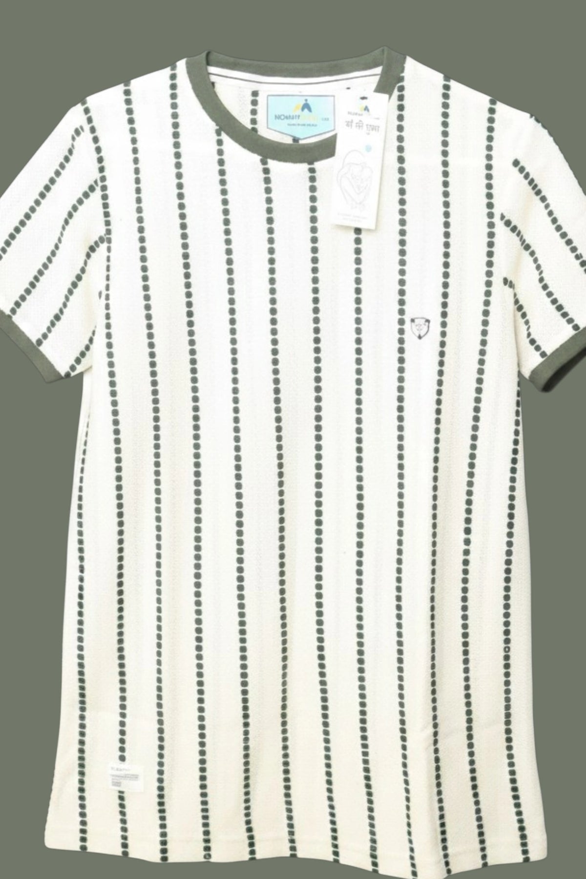 Men’s Premium Forest Green Striped Textured Knit T-Shirt