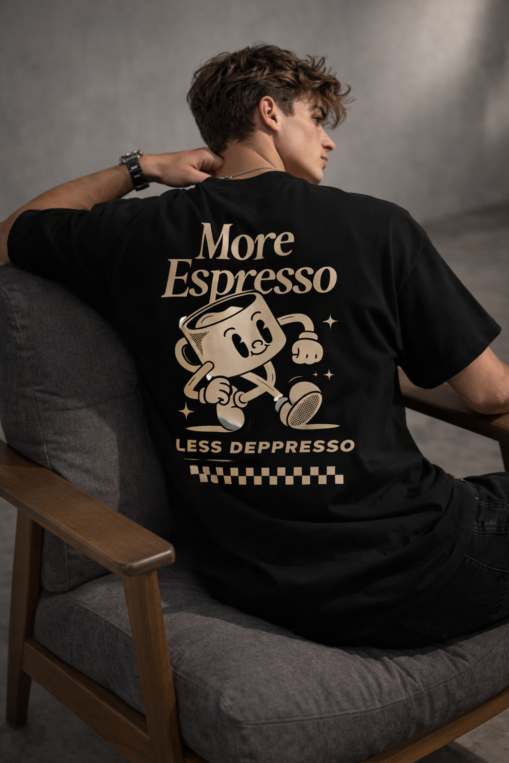 More Espresso Oversized Black T-Shirt
