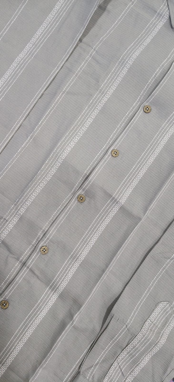 Grey Textured Stripe Shirt