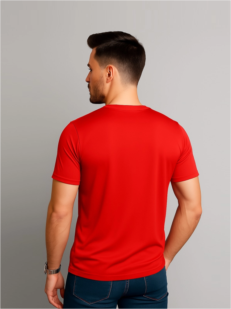 Polyester Red Plain T Shirts For Men