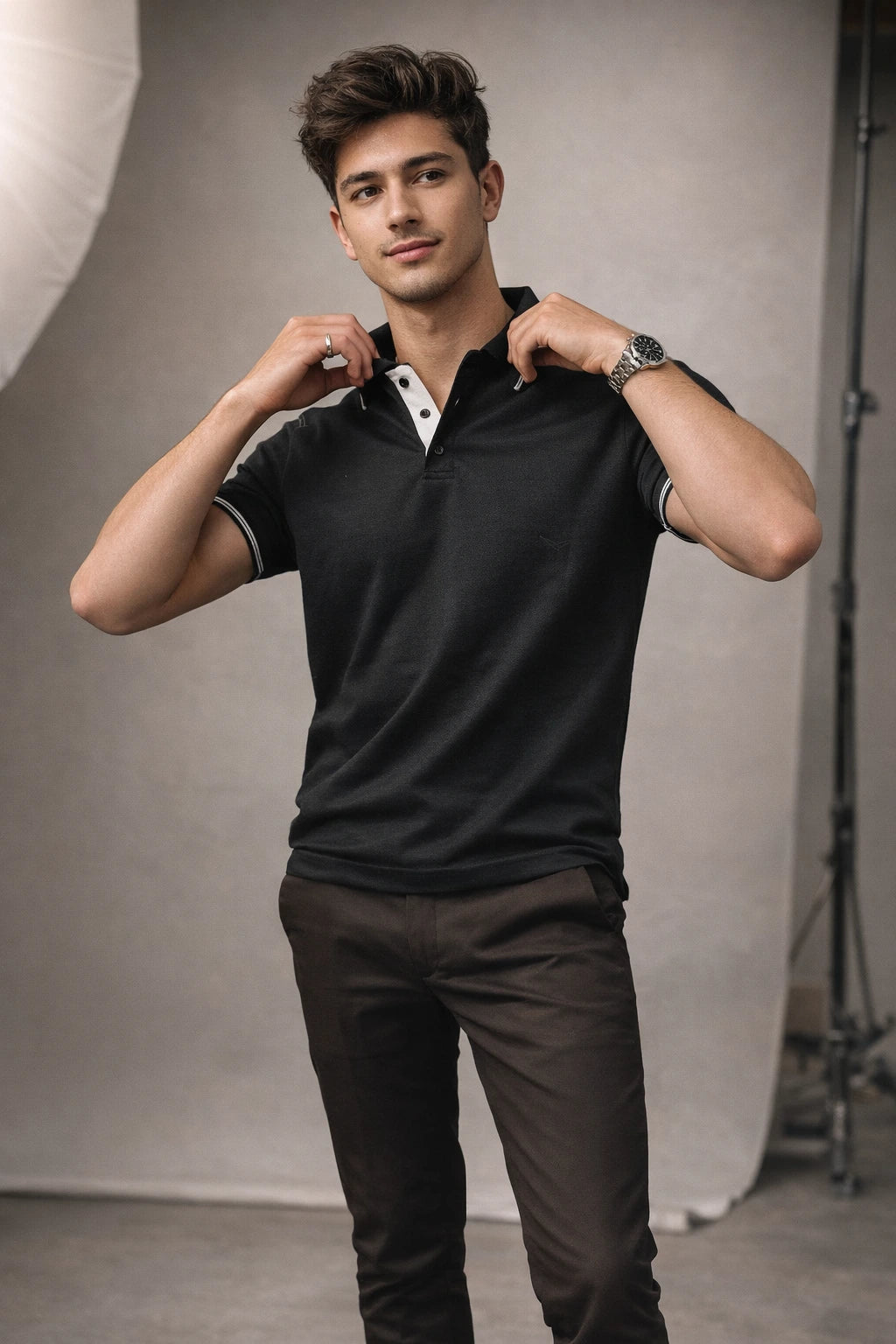 Contrast-Stitch Polo Shirt