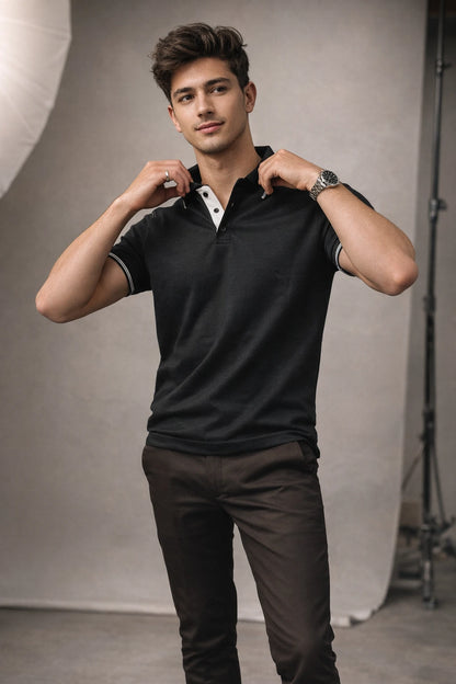 Contrast-Stitch Polo Shirt