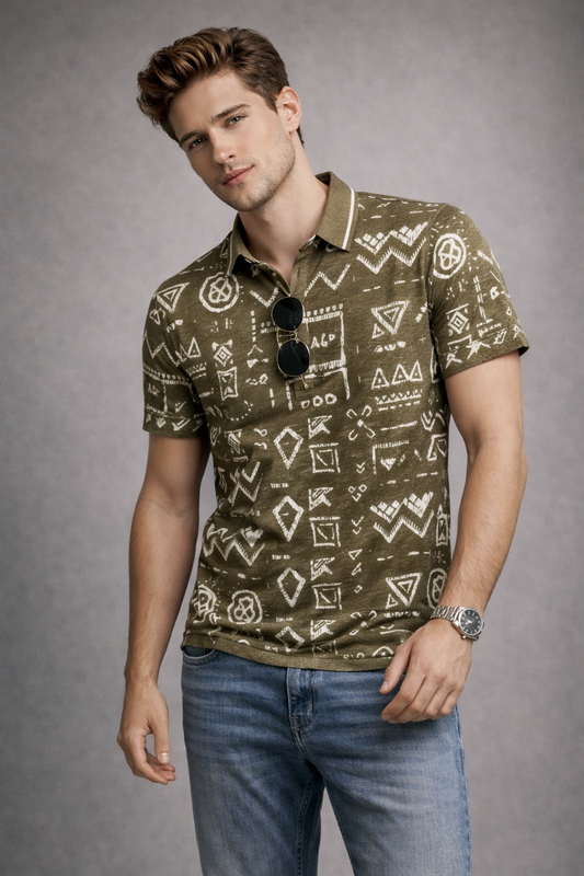 Printed Polo T-Shirt with Heavy Quality Fabric