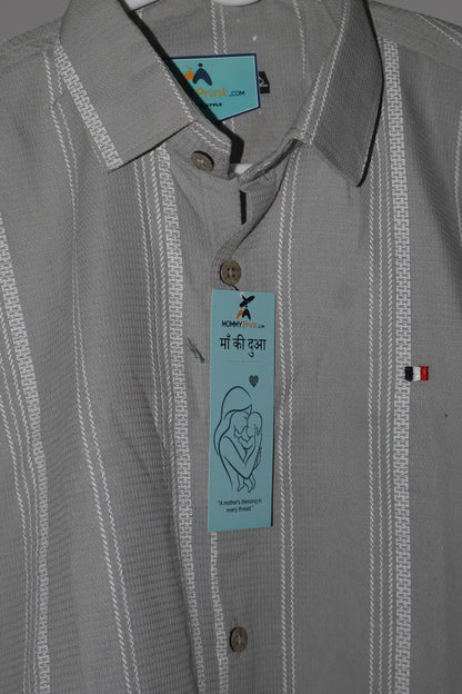Grey Textured Stripe Shirt
