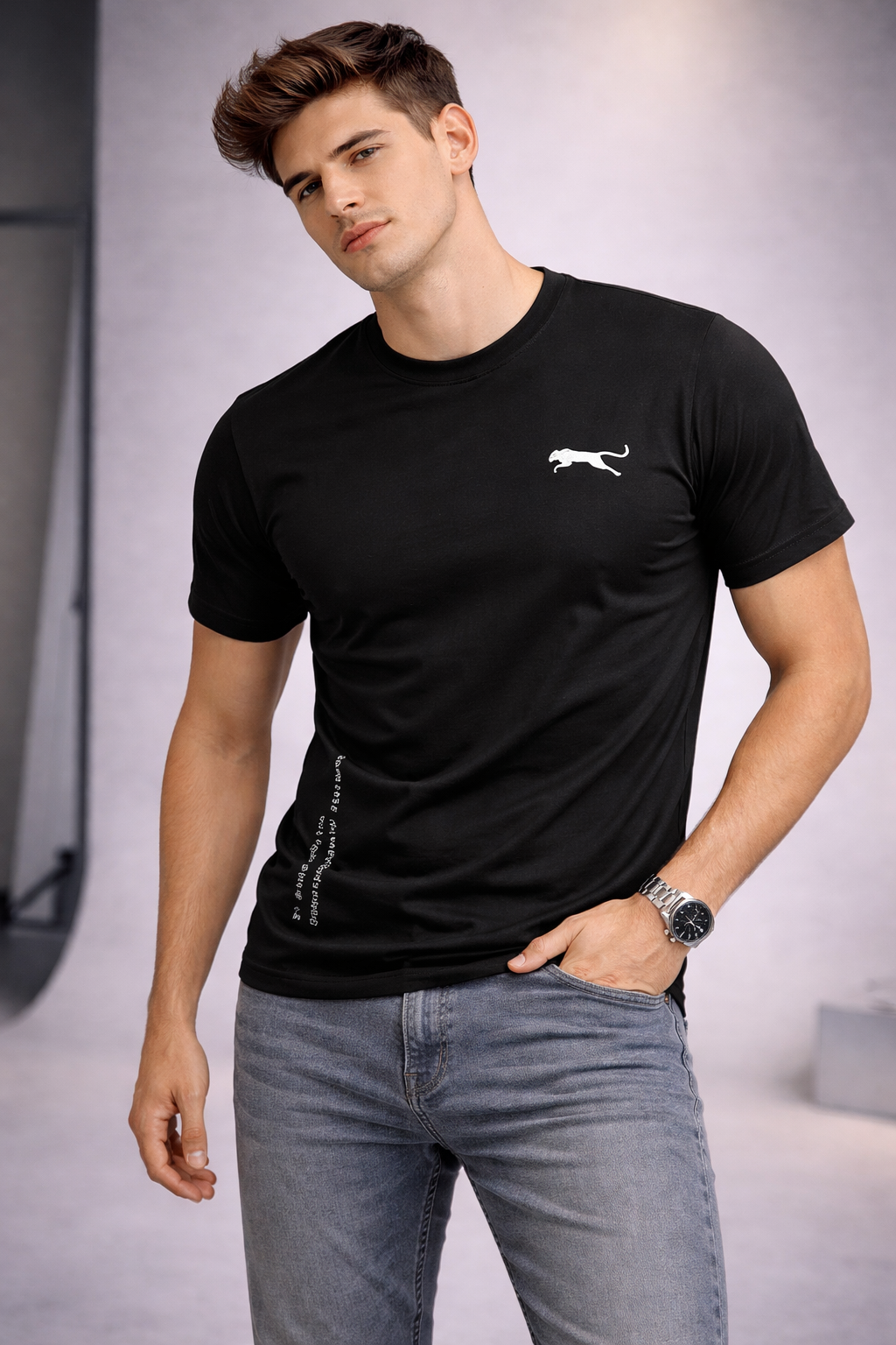 Minimal Panther Logo Premium Cotton T-Shirt