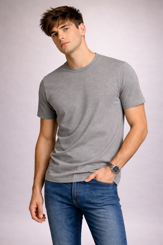 Plain Round Neck GRAY