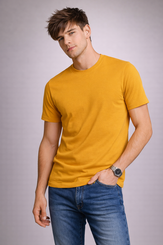 Plain Round Neck Yellow