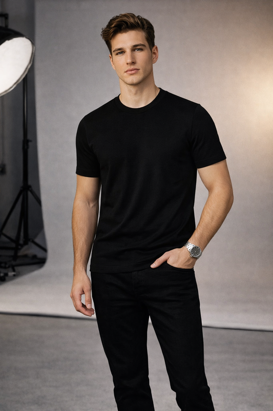 Plain Round Neck Black