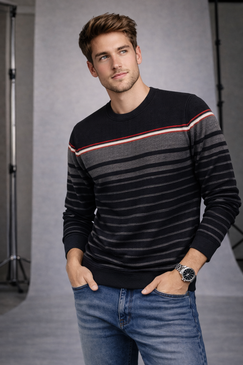 Menâ€™s Premium Black Auto Striper Cores Knit
