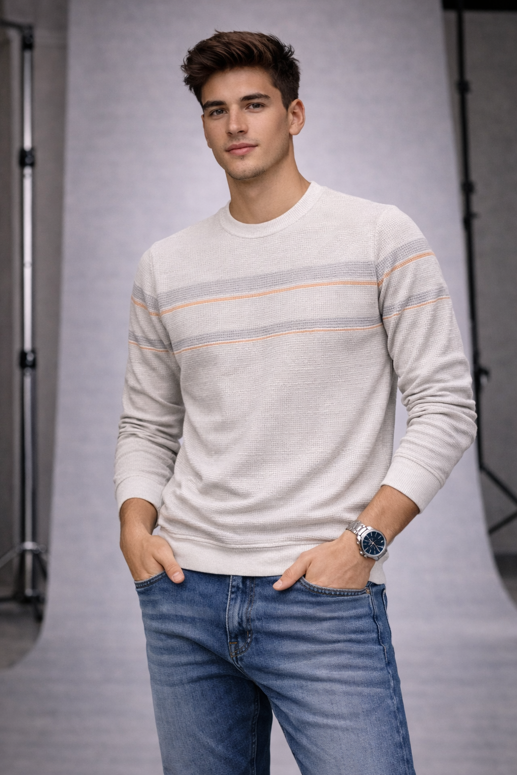 Men’s Premium Knitwear T-Shirt – Light Beige