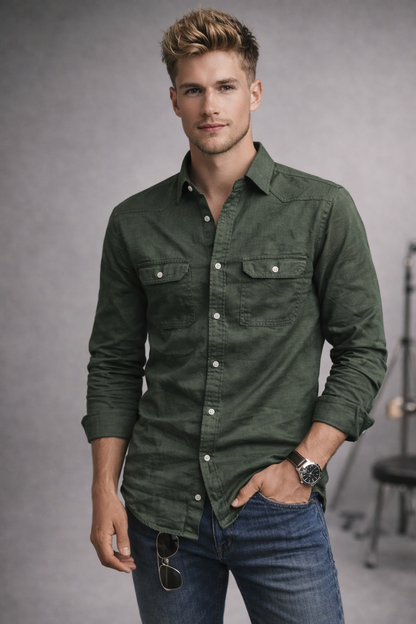 Hunter Green Utility Shirt