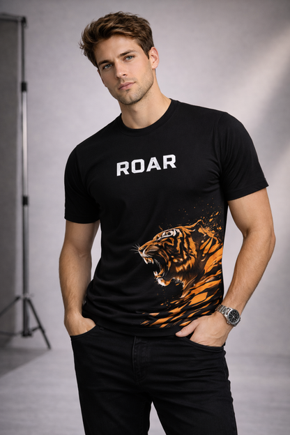ROAR Tiger Graphic Premium Cotton T-Shirt