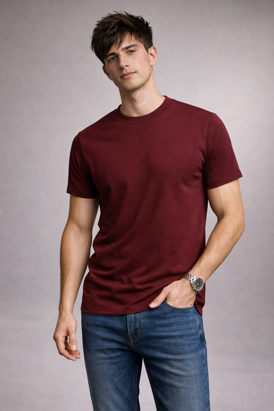 Plain Round Neck Maroon
