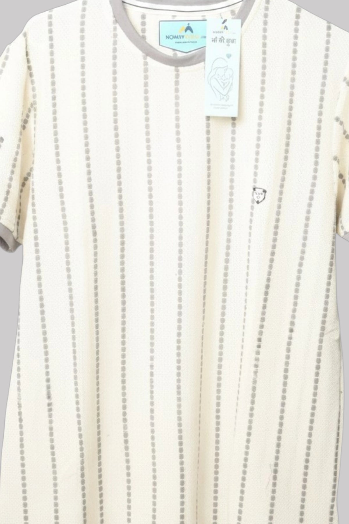Men’s Premium Grey Striped Textured Knit T-Shirt