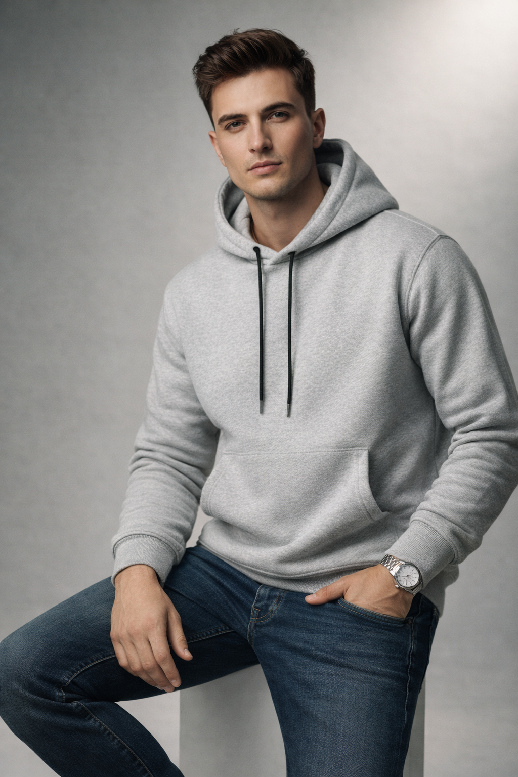 Plain Light Grey Hoodies