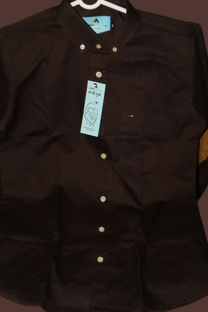 Premium Oxford Shirt with Elbow Patches – Rich Chocolate Brown