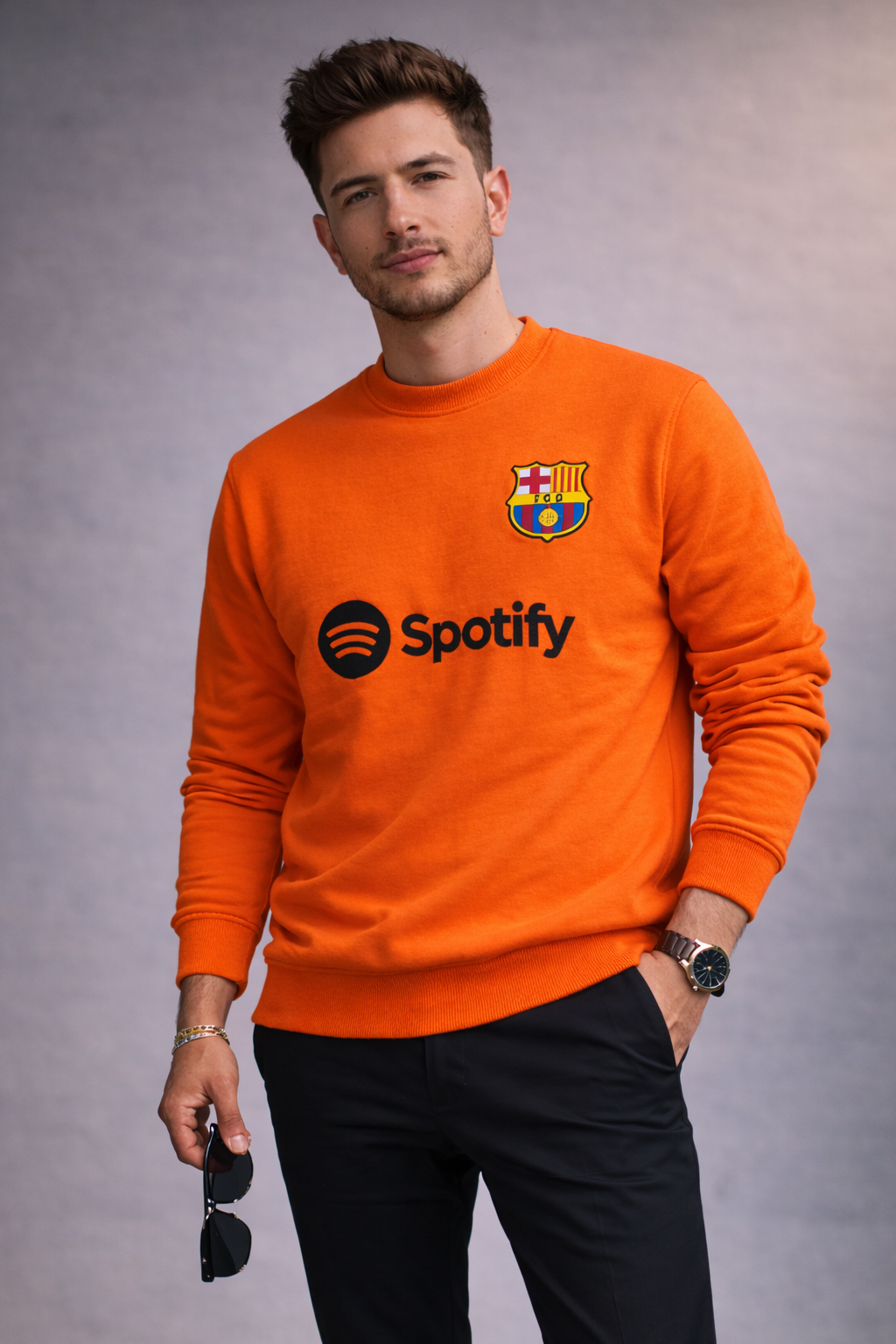 Men’s Premium Orange Crewneck Sweatshirt