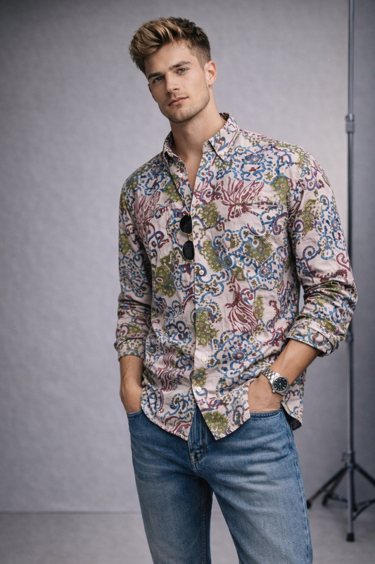 Geometric Shapes Floral Shirt