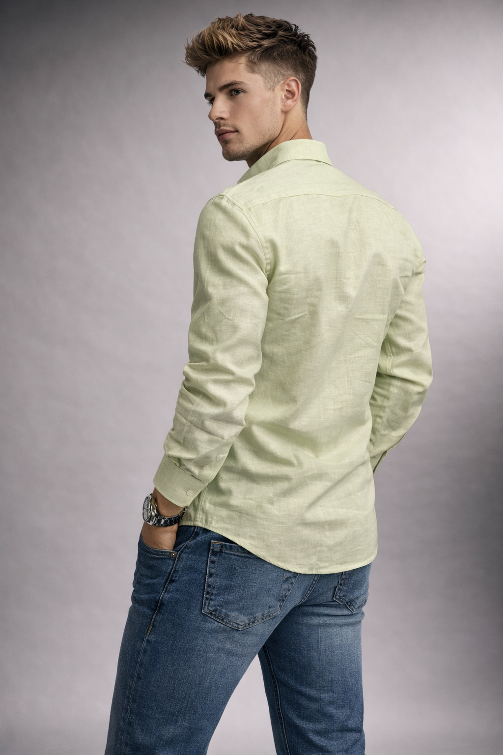 Premium Linen Shirt â€“ Soft Pastel Green