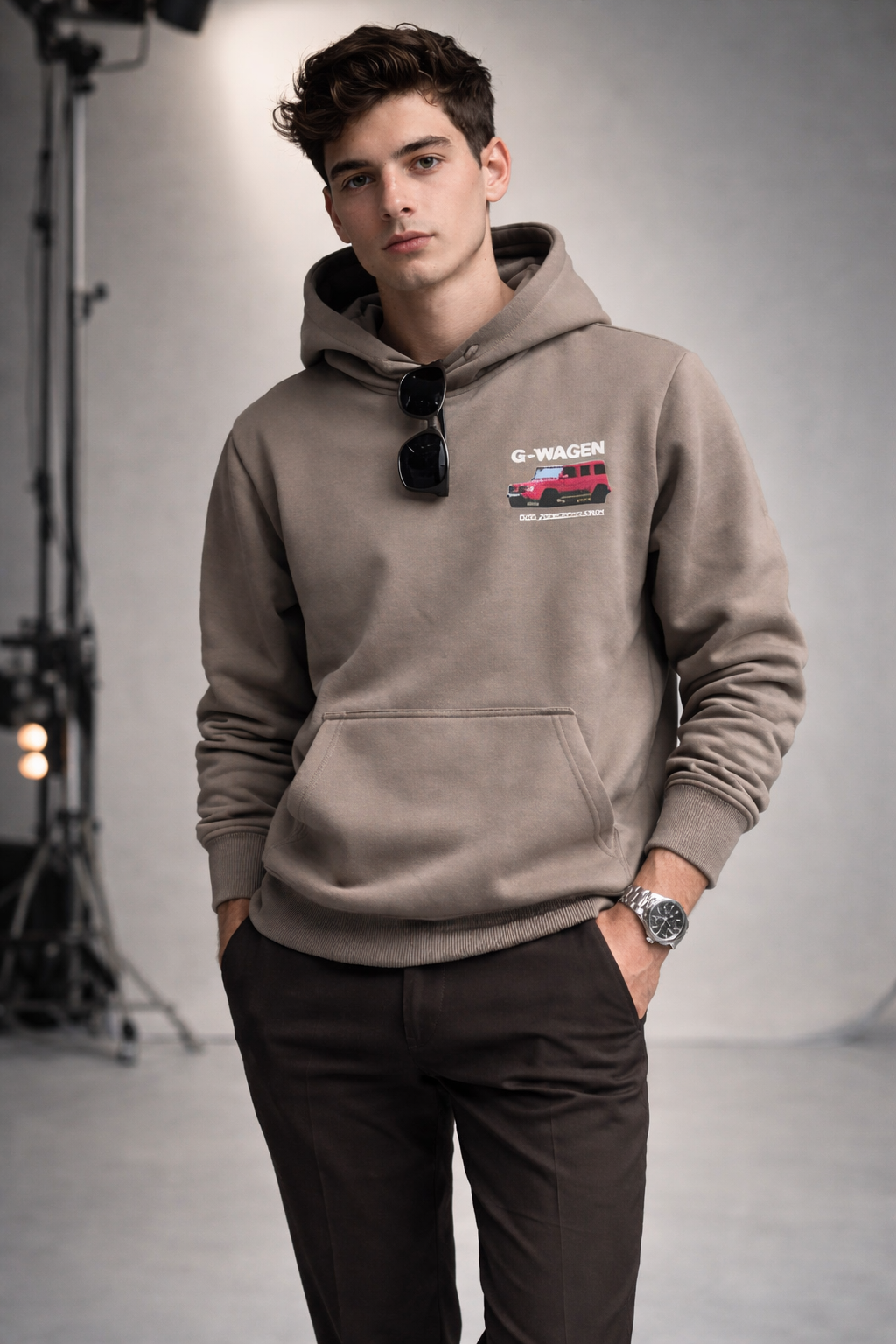 Men’s Urban Graphic Hoodie – Olive Green