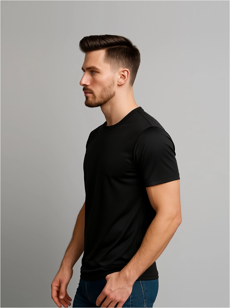 Polyester Black Plain T Shirts For Men