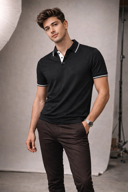 Contrast-Stitch Polo Shirt