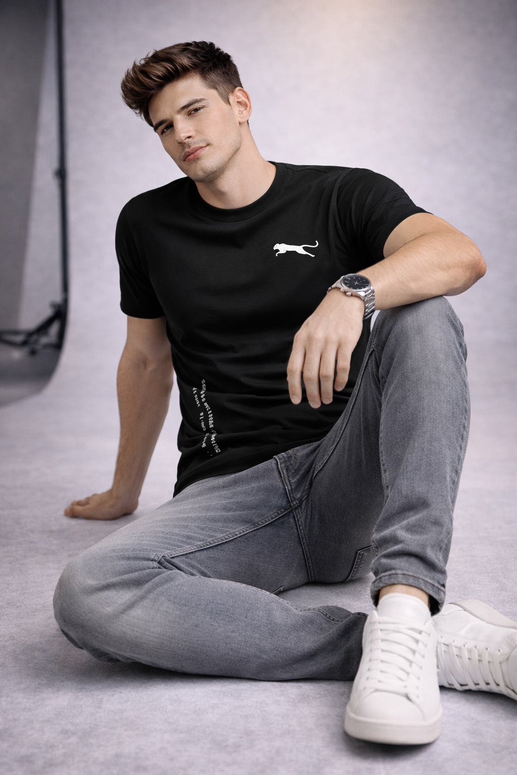 Minimal Panther Logo Premium Cotton T-Shirt