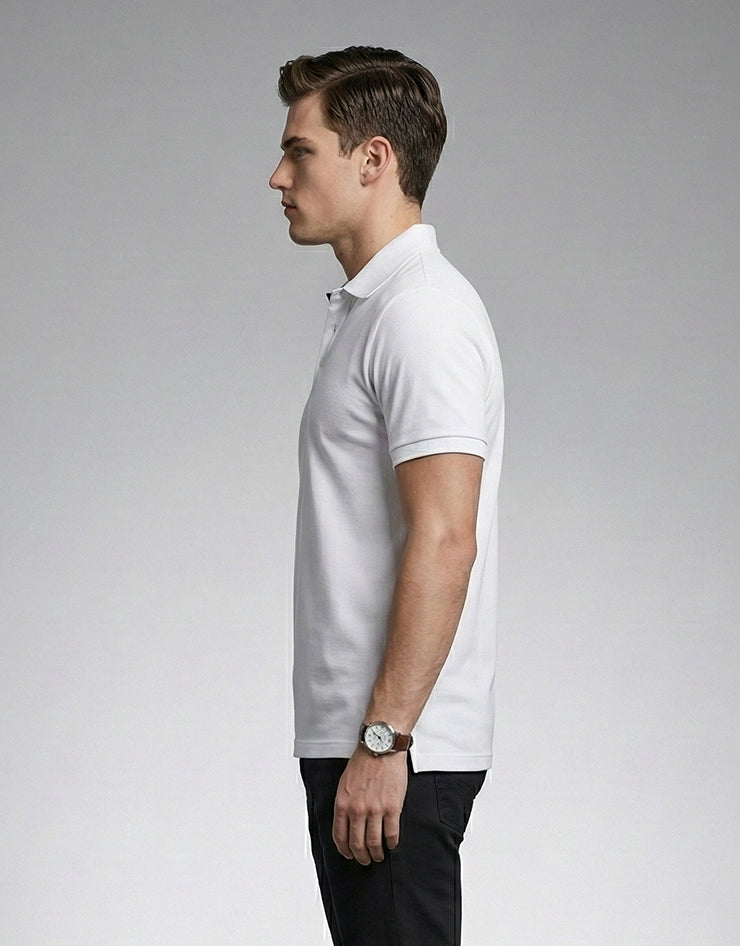 White Polo with Contrast Placket