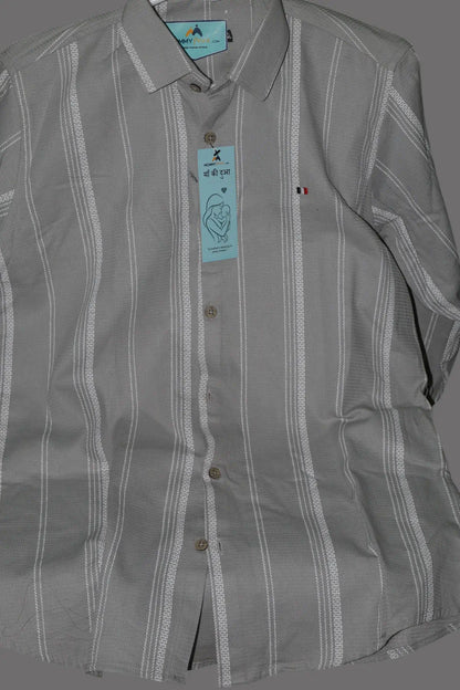 Grey Textured Stripe Shirt