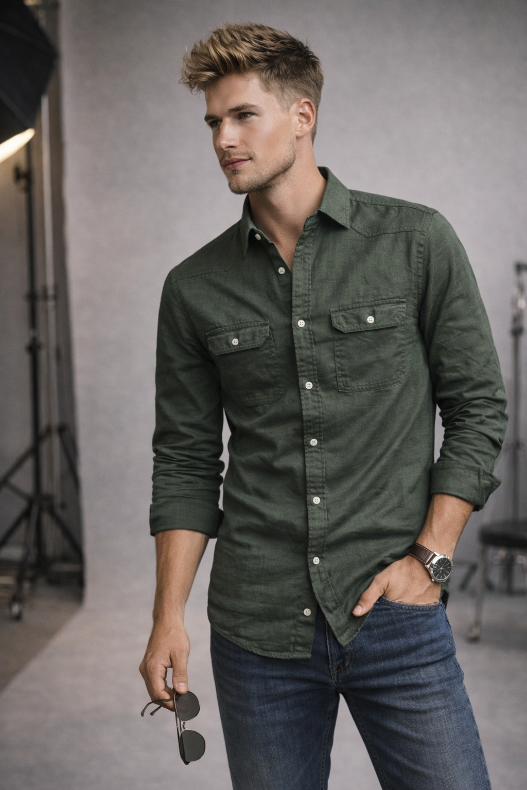 Hunter Green Utility Shirt
