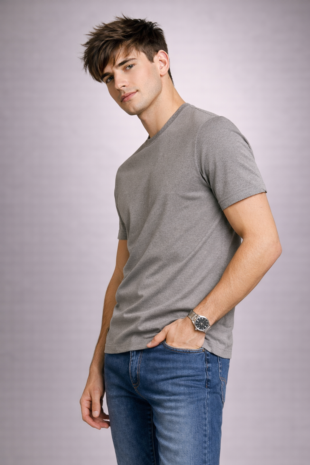 Plain Round Neck GRAY