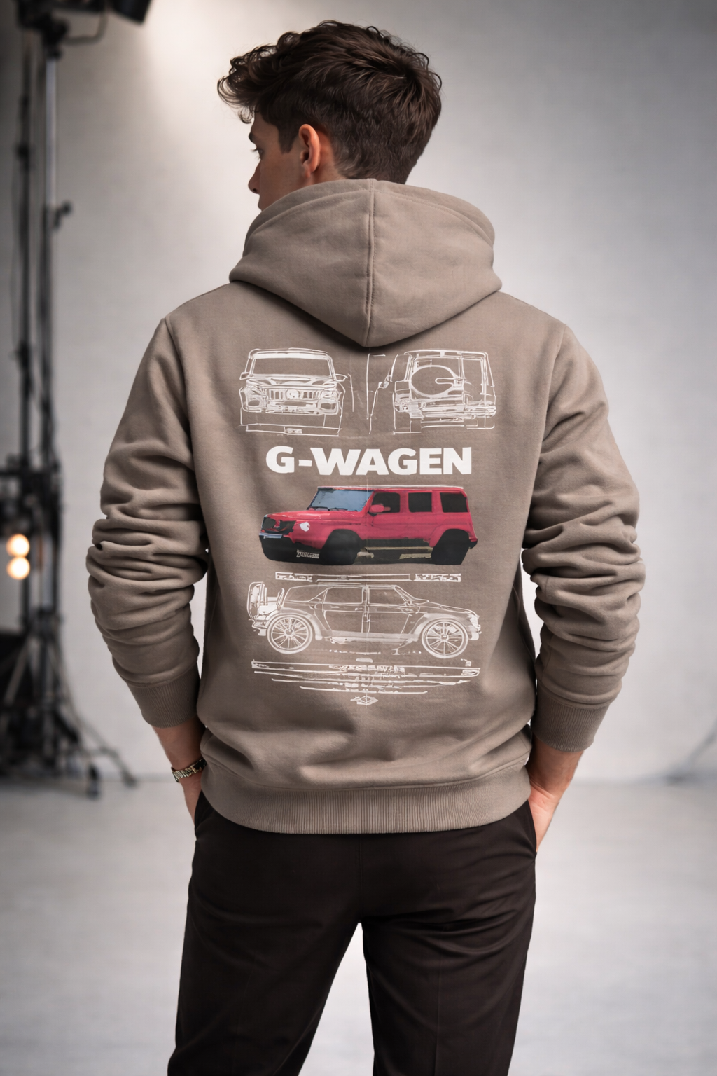 Men’s Urban Graphic Hoodie – Olive Green