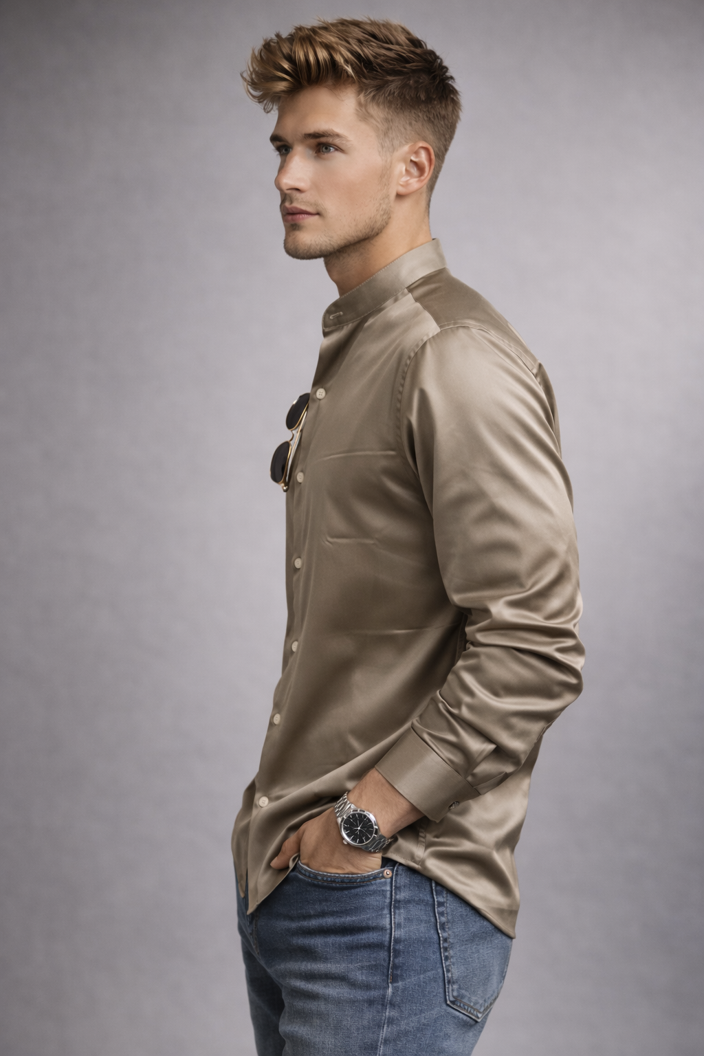 The Modernist Band Collar Shirt.