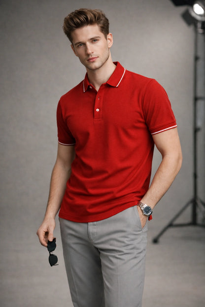 Red Polo T-shirt (Cooltex Tipping)