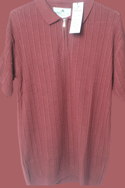 Menâ€™s Textured Zip Polo Knit Shirt