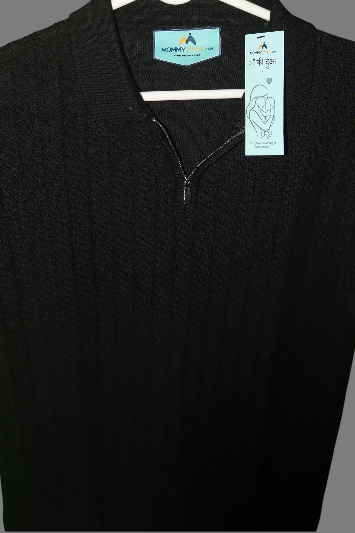 Noir Textured Zip Polo