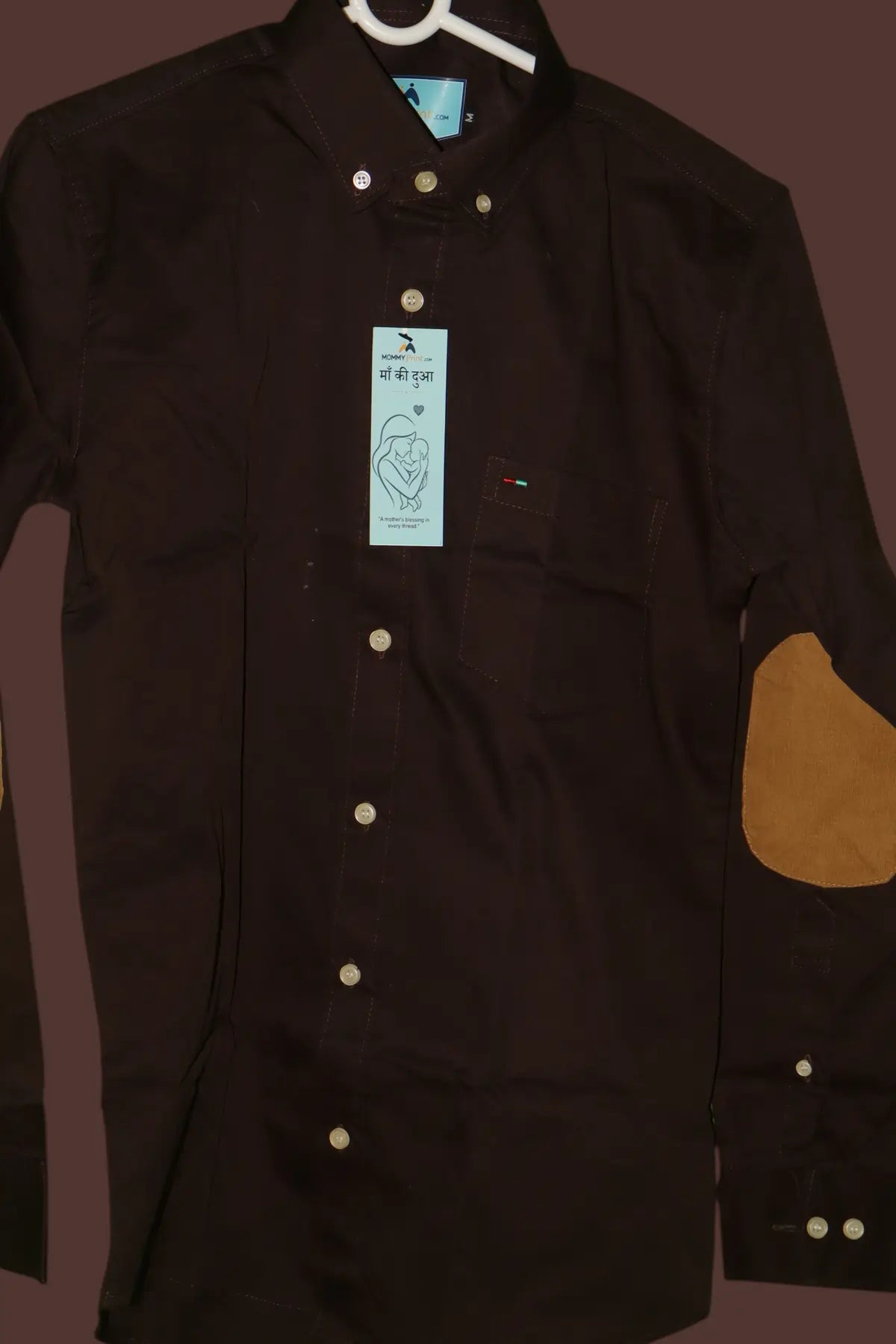 Premium Oxford Shirt with Elbow Patches – Rich Chocolate Brown