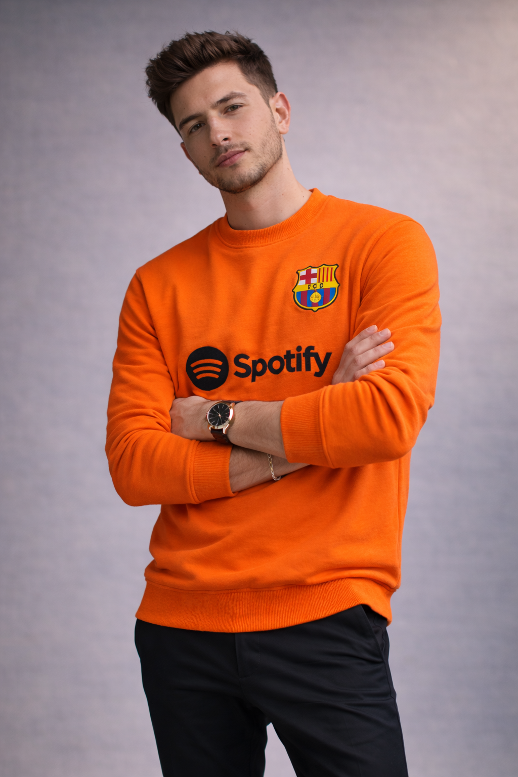 Men’s Premium Orange Crewneck Sweatshirt