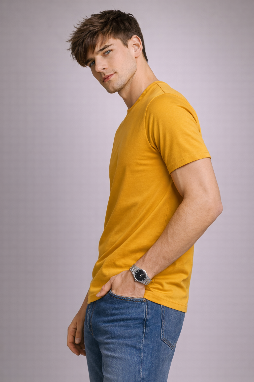 Plain Round Neck Yellow
