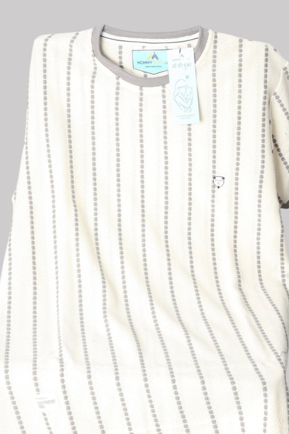 Men’s Premium Grey Striped Textured Knit T-Shirt