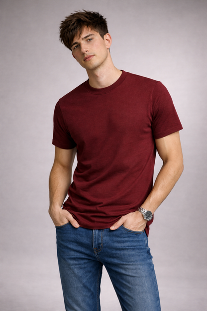 Plain Round Neck Maroon