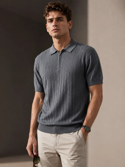 Ashford Textured Zip Polo