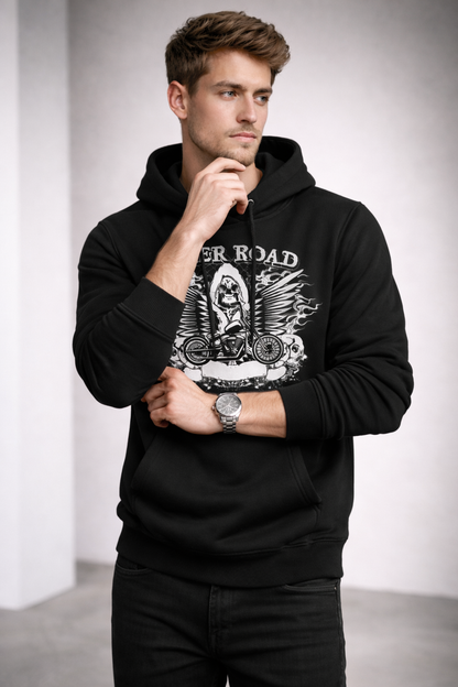 Biker Road Black Hoodie