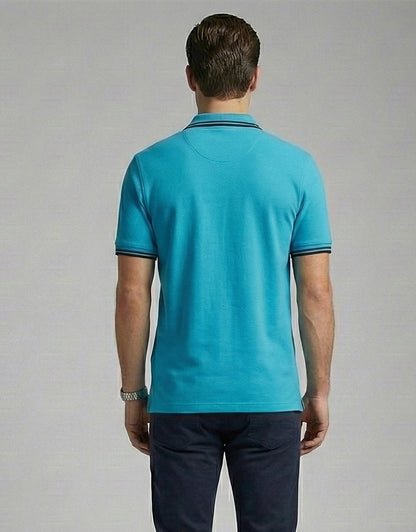 Tipped Polo – Azure Blue