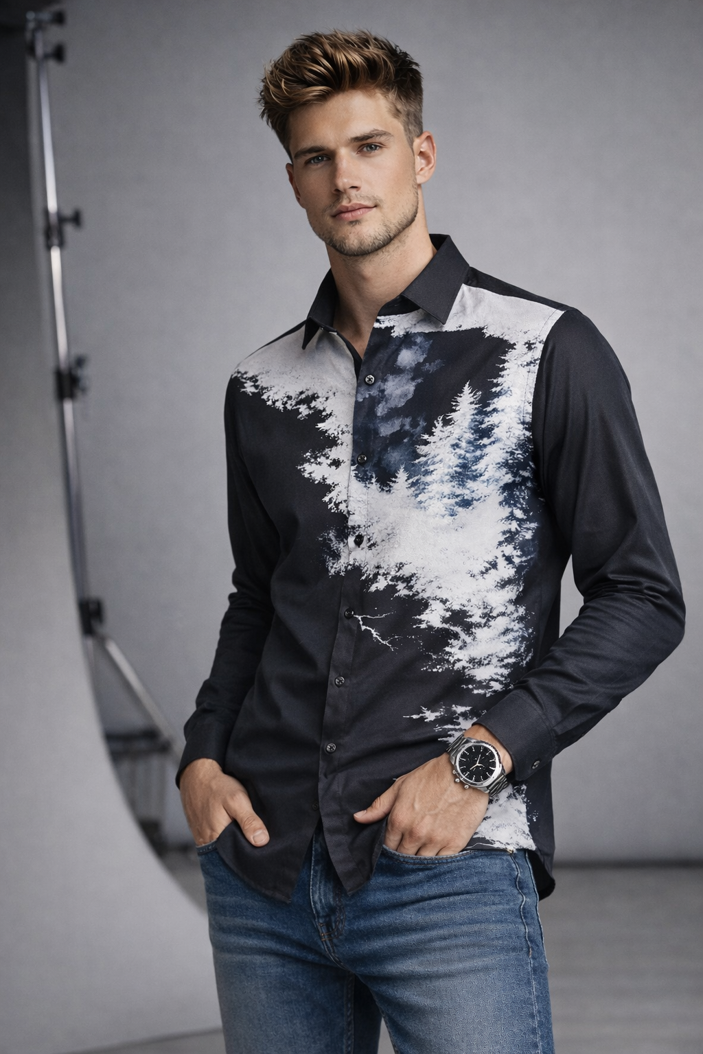 Modern Black & White Graphic Shirt