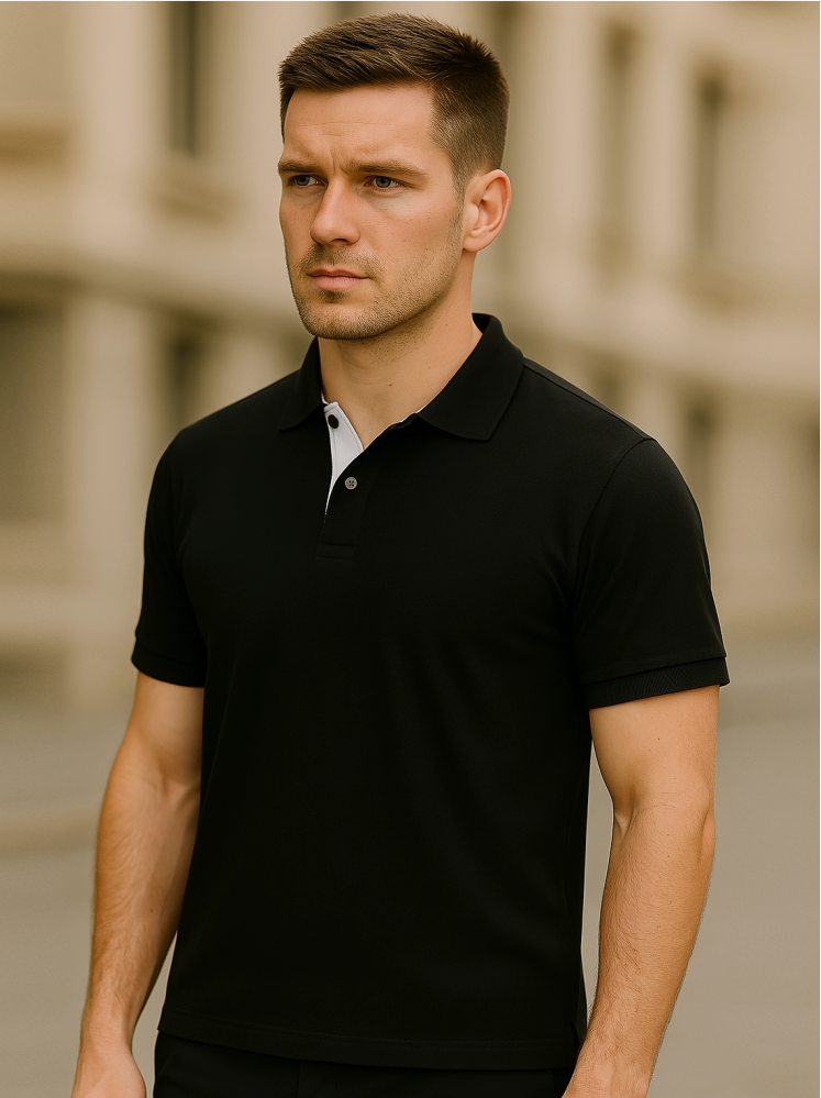 Black Polo T-shirts (Higho2 Premium T-shirts)