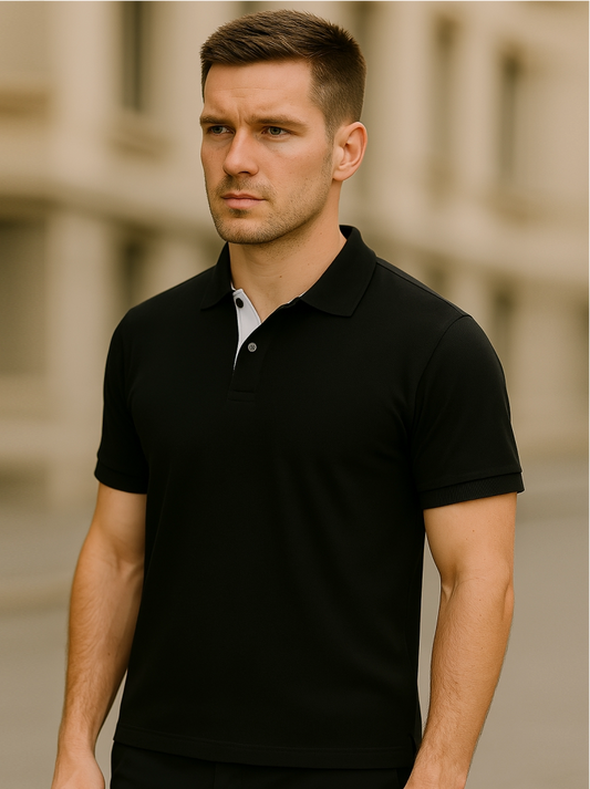 Black Polo T-shirts (Higho2 Premium T-shirts)