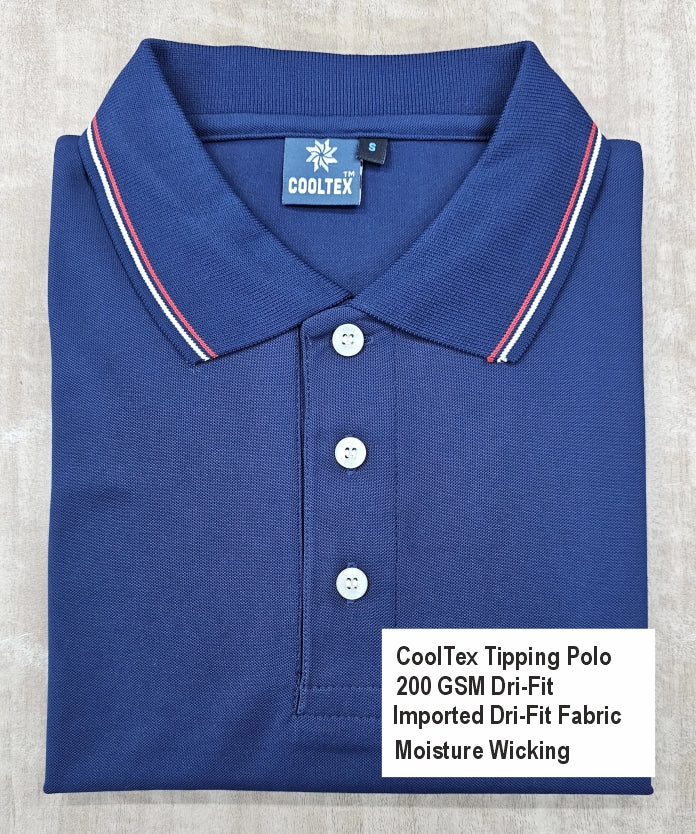 Blue Polo T-shirts (Cooltex Tipping)