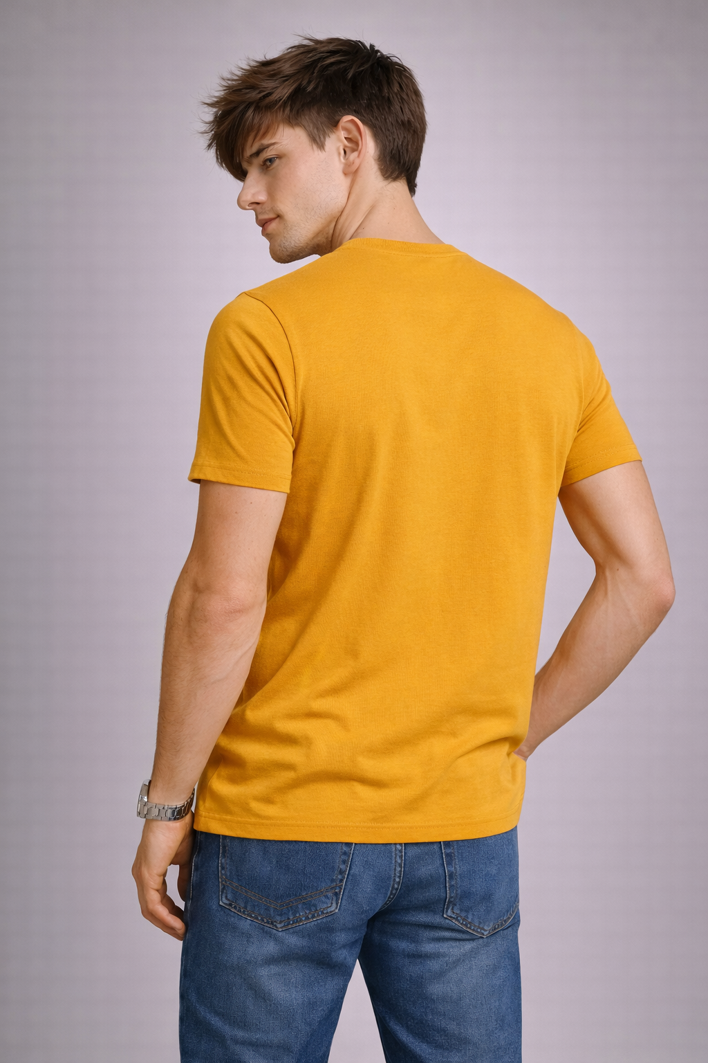 Plain Round Neck Yellow