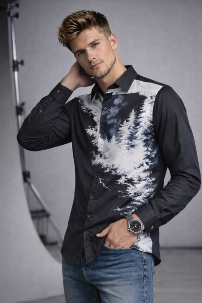 Modern Black & White Graphic Shirt